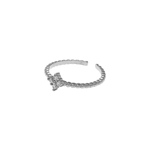 Silver Clover Adjustable Ring
