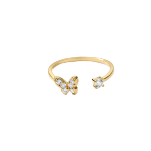Gold Open Butterfly Adjustable Ring