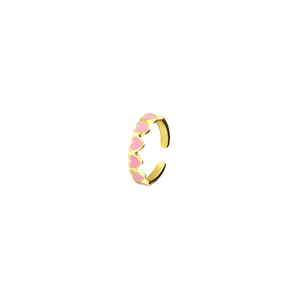 Gold Pink Overload Adjustable Heart Ring