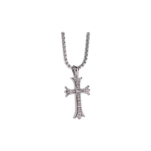 Silver Gothic Crystal Cross Necklace