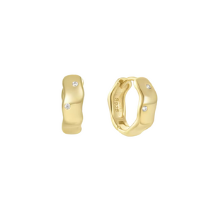 Gold Elegant Wavy Hoops