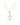 A gold-plated gothic-style cross pendant necklace with crystal embellishments on a chain.
