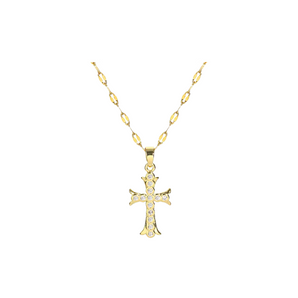 Gold Gothic Crystal Cross Necklace