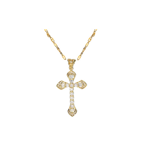 Gold Art Deco Cross Necklace