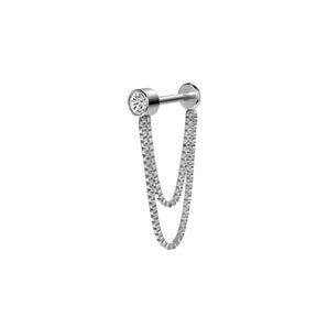 Silver Elegant Double Chain Studs