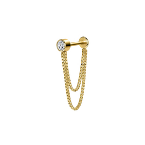 Gold Elegant Double Chain Studs