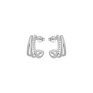 Silver Crystal Waves Studs