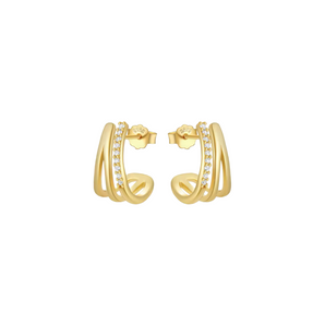 Gold Crystal Waves Studs