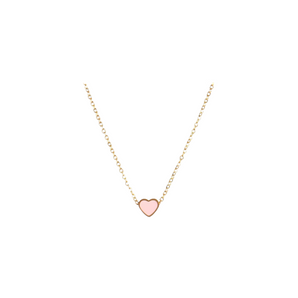 Gold Small Pink Heart Necklace