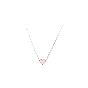 Silver Small Pink Heart Necklace