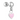 A silver stud earring with a small pink heart charm attached to it.