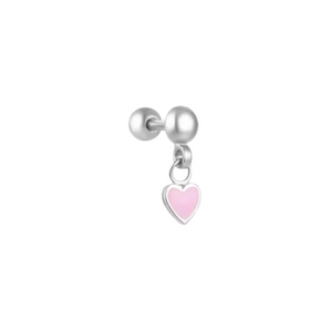 Silver Small Pink Heart Stud