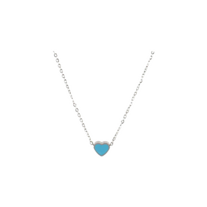 Silver Small Turquoise Heart Necklace