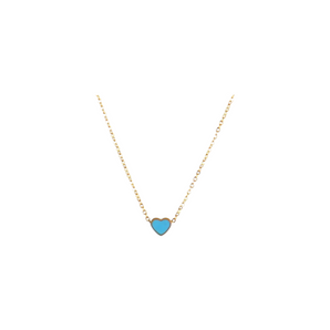 Gold Small Turquoise Heart Necklace