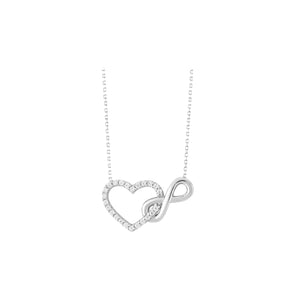 Silver Crystal Heart and Infinity Necklace