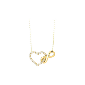 Gold Crystal Heart and Infinity Necklace