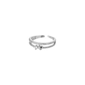 Silver Layered Crystal Adjustable Ring