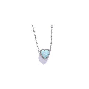 Silver Marble Heart Necklace