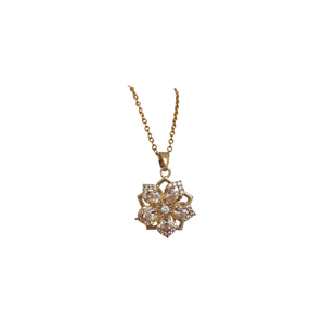 Gold Crystal Spinny Flower Necklace