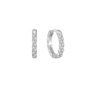 Silver Small Wavy Crystal Hoops