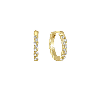 Gold Small Wavy Crystal Hoops