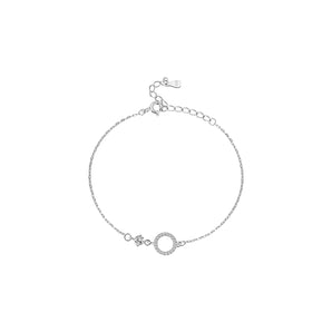 Silver Dainty Crystal Ring Bracelet