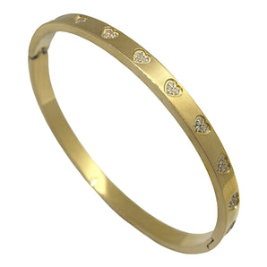 Gold Crystal Heart Bangle