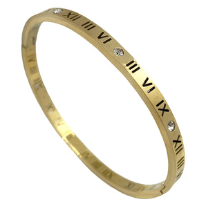 Gold Roman And Diamond Bangle