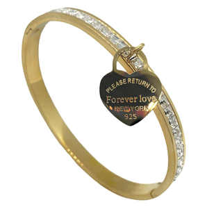 Gold Forever Love Crystal Bangle