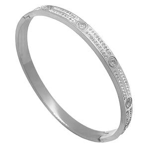 Silver Crystal And Diamond Bangle