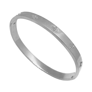 Silver Clover Bangle