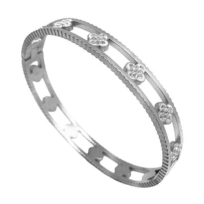 Silver Filled Clover Bangle