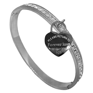 Silver Forever Love Crystal Bangle