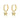 A pair of gold hoop earrings with butterfly embellishments dangling from the hoops.