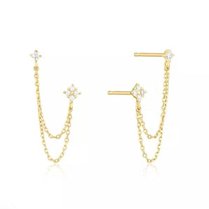 Gold Double Chain Studs