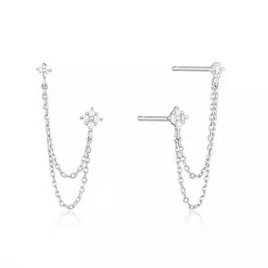 Silver Double Chain Studs