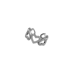 Silver Crystal Hollow Heart Ring