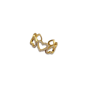 Gold Crystal Hollow Heart Ring