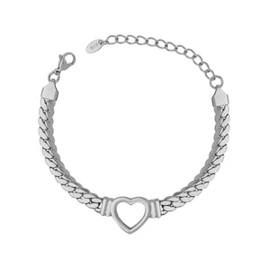 Silver Open Heart Chain Bracelet