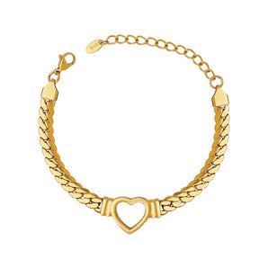 Gold Open Heart Chain Bracelet