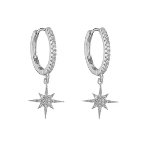 Small/Large Silver Star Duo Huggies Earrings