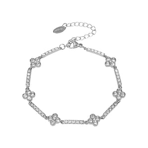 Silver Crystal Flower Bracelet