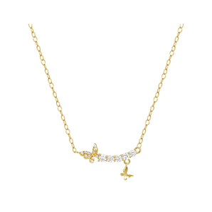 Gold Dainty Crystal Butterfly Necklace