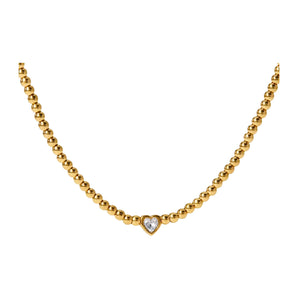 Gold Beaded Heart Necklace