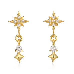 Gold Trendy Star Studs