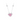 A silver necklace with a pink heart-shaped pendant, surrounded by small pink stones and clear crystals.