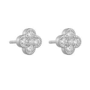 Silver Clover Studs