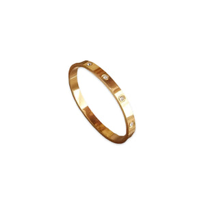 Gold Thick Circular Diamond Bangle