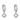 A pair of silver clover huggie earrings with embellishments on a white background