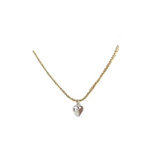 Silver Heart Gold Chain Necklace